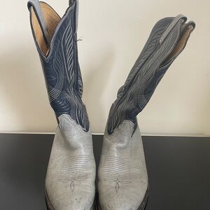 Tony Lama Gray Cowboy Boots with Classic Stitching